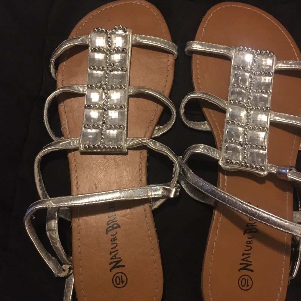 Rhinestone & Sliver sandals 10